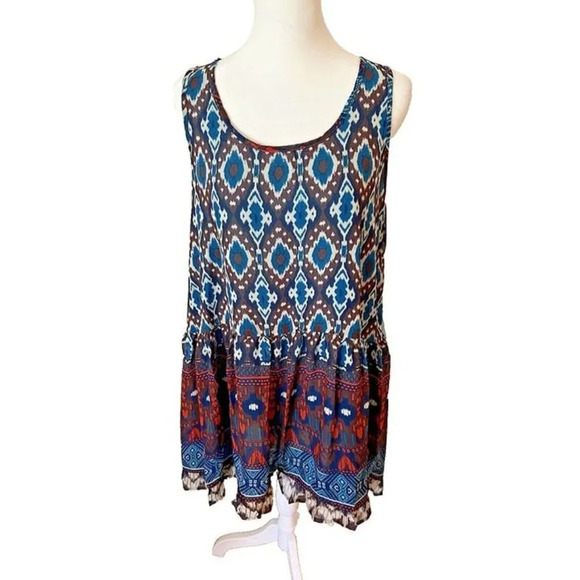 Hayden Brand NWT Large Tribal Tiered Boho Whimsy Colorway Light Weight Dress - Picture 1 of 6